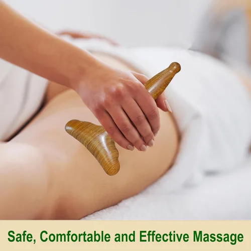Miniatura 7 de Masajeador de drenaje linfático, herramientas de masaje de madera, paleta de Gua Sha para el cuerpo. Herramienta de drenaje linfático de madera