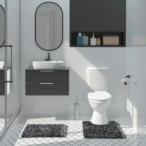 Miniatura 6 de Yimobra Juego de 2 alfombras de baño, alfombra de baño suave y absorbente y alfombra de inodoro en forma de U con respaldo antideslizante, lavable a