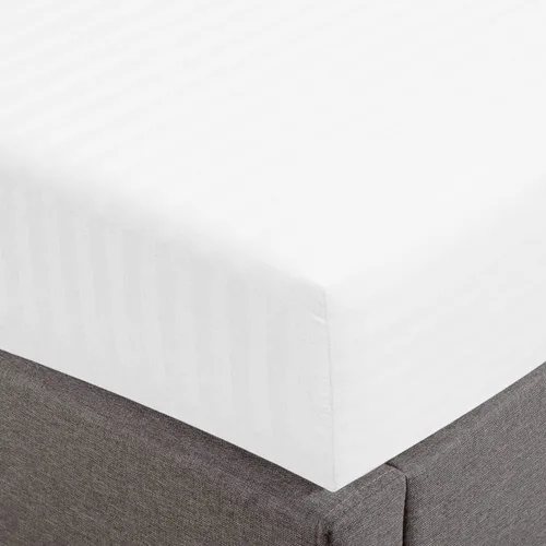 Miniatura 25 de Feather & Stitch - Sábana bajera ajustable de 100 % algodón, tejido satén de damasco, transpirable a rayas, sábana elástica para colchón de 18