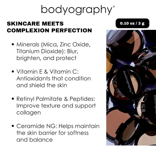 Miniatura 8 de Bodyography Every Finish - Polvo prensado microfino, medio ligero, polvo facial multiusos con ceramida 2 y dermaxyl, textura ligera y sedosa
