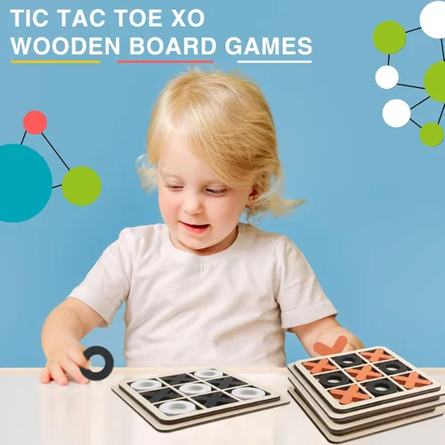 Miniatura 3 de Juego de 12 juegos de madera para niños, juego de mesa de madera XO, juego de mesa clásico para niños y niñas, juegos educativos, relleno de bolsas