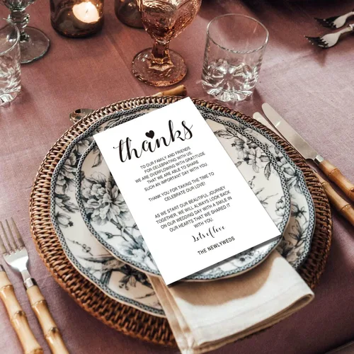 Miniatura 5 de Tarjetas de agradecimiento para recepción de boda, 50 tarjetas de letrero de mesa para cena de ensayo, 4 x 6 pulgadas