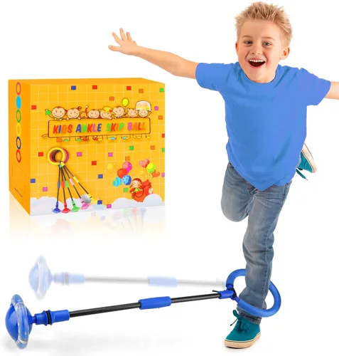 Chridark Pelota de Salto de Tobillo para Niños - Pelota de Salto Plegable con Rueda Luminosa, Juguetes de Juego al Aire Libre para Niños y Adultos,