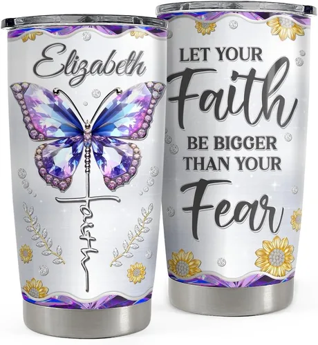 Miniatura 19 de SANDJEST Vaso personalizado Reina Negra de la Fe con Biblia de 20oz/30oz con tapa, regalo para mujeres afroamericanas, chica negra, aliento