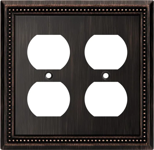 Miniatura 127 de Henne Bery Sunken Pearls - Placa de pared decorativa resistente para interruptor, cubierta para tomacorrientes (doble dúplex, níquel satinado)