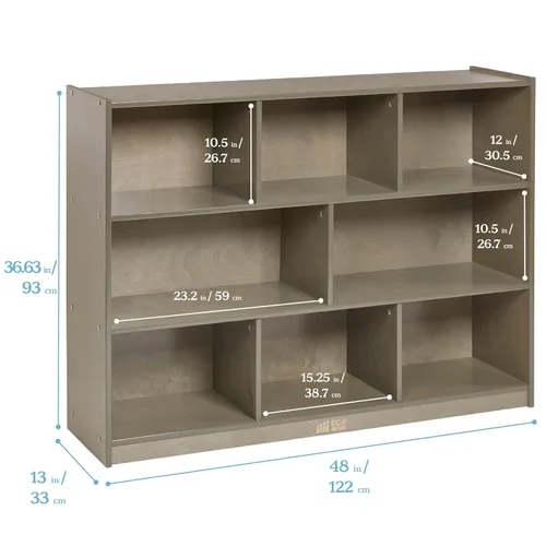 Miniatura 3 de ECR4Kids Gabinete de almacenamiento móvil de 8 compartimentos, primaria, muebles de aula, gris desgastado