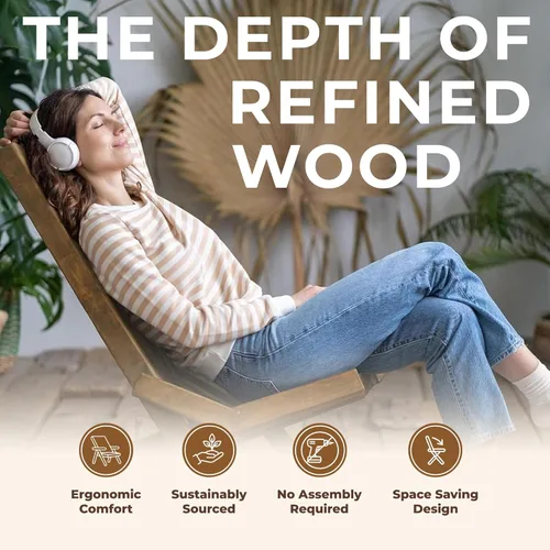 Miniatura 4 de Melino 2 sillas plegables de madera Tamarack, sillas Adirondack de bajo perfil de acacia con certificación FSC, silla plegable de madera