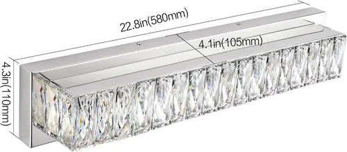 Miniatura 7 de Luces de tocador de cristal para baño, barra de luz LED de 18 W, accesorios de iluminación cromados modernos sobre espejo para baño de 22.8 pulgadas