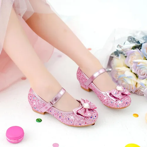 Miniatura 8 de Furdeour Zapatos de vestir para niñas, zapatos de princesa Mary Jane para bodas, flores, damas de honor, tacones con purpurina para niños pequeños