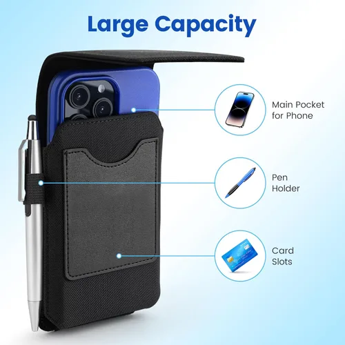 Miniatura 3 de Mopaclle Funda de nailon para teléfono celular para cinturón, compatible con iPhone 17 Pro Max/Air, iPhone 16 Pro Max, 15 Pro Max, Galaxy S25 Plus