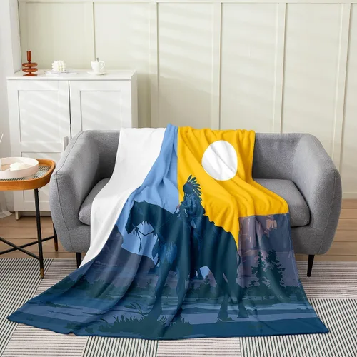 Miniatura 17 de Erosebridal Manta de vaquero occidental de 40 x 50 pulgadas, diseño del desierto americano del salvaje oeste americano, ilustración dibujada a mano