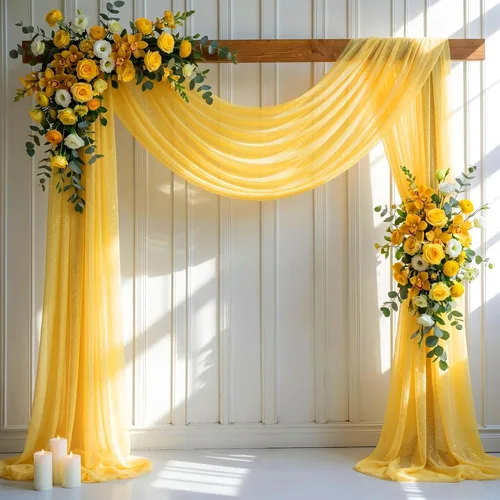 Miniatura 21 de Tela drapeada para arco de boda de 28" x 19 pies, telón de fondo de tela de gasa transparente, 1 panel de cortinas verde esmeralda para decoración