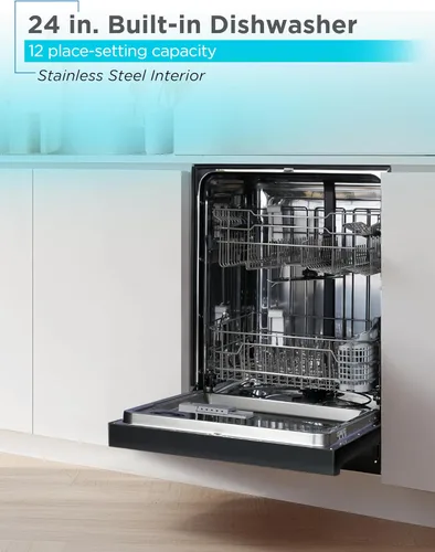 Miniatura 2 de BLACK+DECKER Lavavajillas empotrado de 24 pulgadas, capacidad para 12 cubiertos con tina de acero inoxidable, lavavajillas con 6 programas