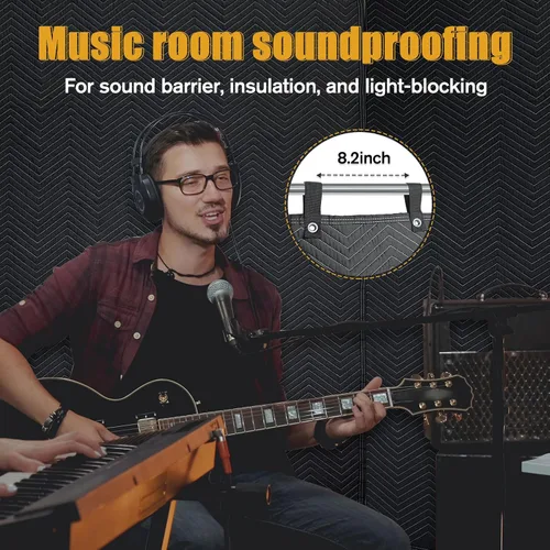 Miniatura 6 de JZHLLA Manta grande de amortiguación de sonido de 72 x 40 pulgadas, manta con aislamiento acústico absorbente de sonido con ojales