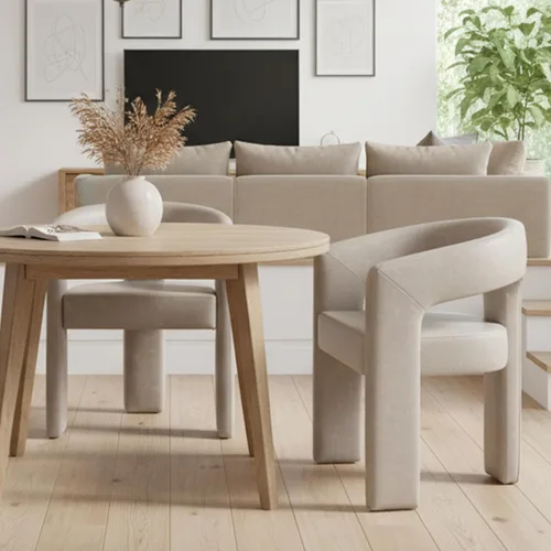 Miniatura 68 de HNY Silla moderna de cocina y comedor de estilo barril, silla de acento tapizada en cuero sintético PU con brazo, silla de lado de 47 cm de ancho