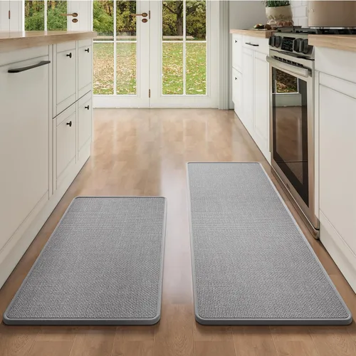 Miniatura 16 de YDKGL Tapetes de cocina para piso, alfombras de cocina súper absorbentes, antideslizantes, lavables, de lino sintético suave trenzado, alfombra
