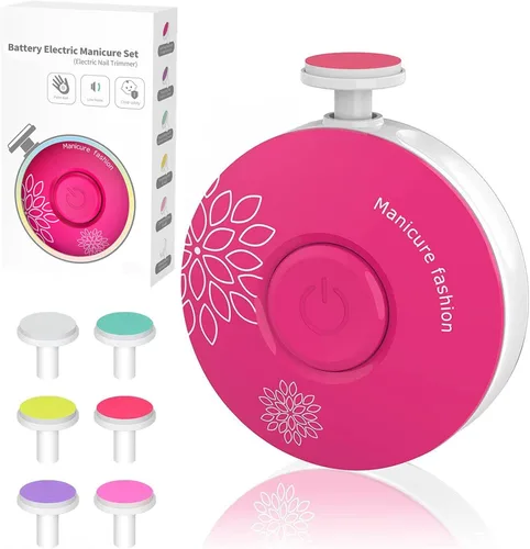 Miniatura 9 de Cortadora de uñas para bebé, eléctrica, fácil y segura, lima de uñas para bebés recién nacidos, cortaúñas silenciosa, 6 cabezales de molienda