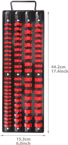 Miniatura 6 de CASOMAN Bandeja organizadora portátil de 80 piezas, juego de 2 piezas, azul y rojo, 1/4 pulgadas, 3/8 pulgadas, 1/2 pulgadas, organizador
