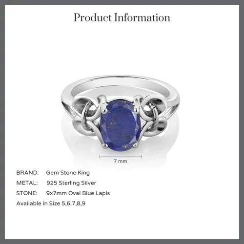 Miniatura 129 de Gem Stone King Anillo de compromiso ovalado con piedra natal para mujer, plata de ley 925, ovalado de 0.354 x 0.276 in, anillo de compromiso