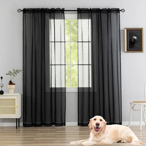 Miniatura 9 de Cortinas traslúcidas blancas de gasa con perlas blancas, paneles de tratamiento de ventanas, hermosas cortinas de gasa elegantes para sala de estar