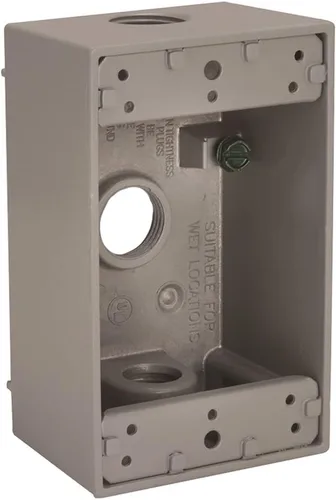 Miniatura 2 de Hubbell-Bell 5320-0 - Paquete de 3 tomas de corriente de una sola banda de 3-1/2 pulgadas, caja resistente a la intemperie