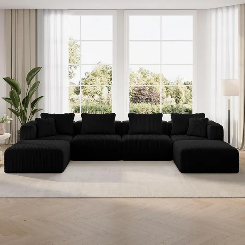 Miniatura 47 de Novilla 141" Sofá seccional modular, sofá seccional moderno en forma de nube con soporte Smarts Coil™, sofá sin huesos en forma de U para sala