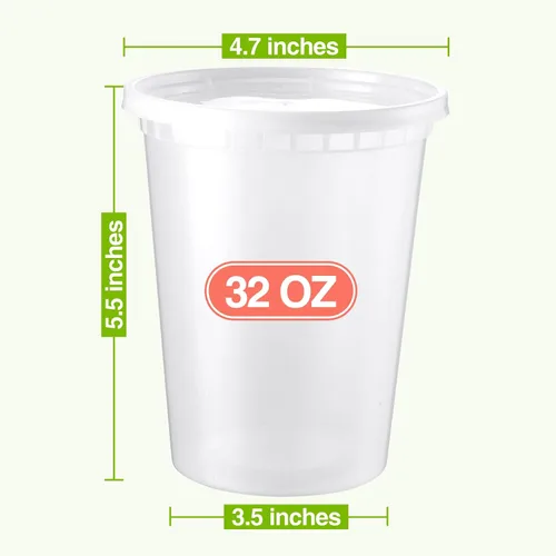 Miniatura 2 de NEEBAKE Juego de 30 recipientes Deli de 32 onzas con tapas, recipientes herméticos para almacenamiento de alimentos, recipientes de plástico para 32