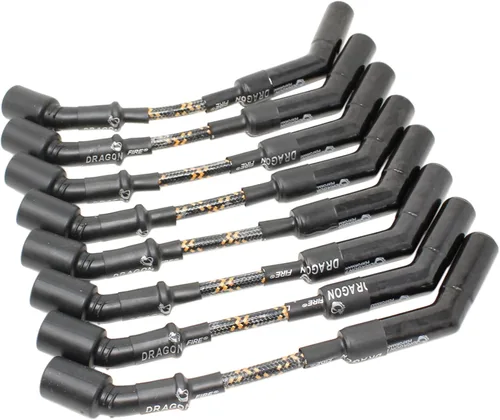 Miniatura 2 de DRAGON FIRE BLACK CERAMIC - Juego de cables trenzados de tela vintage compatible con Chevy Cadillac Pontiac LS 5.3 5.7 6.0 6.2 7.0 V8 reemplaza