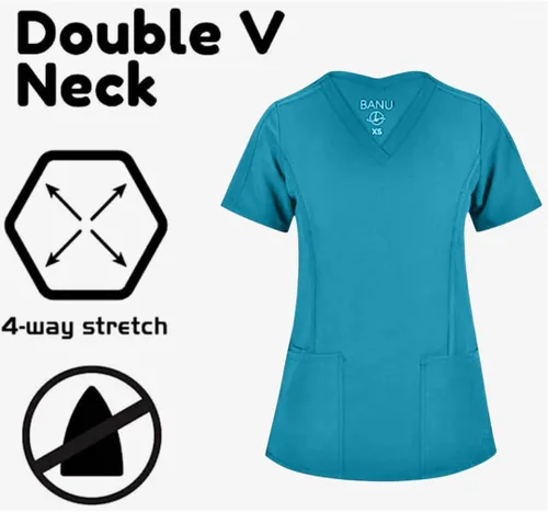 Miniatura 20 de Conjunto de 7 bolsillos Tali & Maya de enfermería para mujer, conjunto de uniforme médico diario para mujer, 3 bolsillos, parte superior, 4