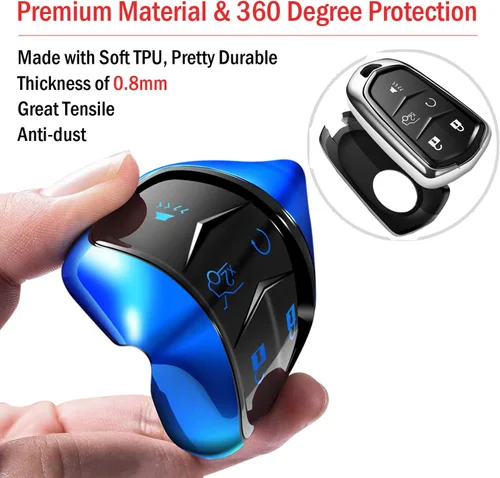 Miniatura 4 de Intermerge Funda para llavero Cadillac con protector de TPU para llavero adecuado, Azul