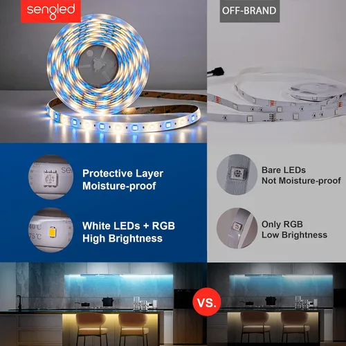 Miniatura 3 de Sengled - Tira de luz LED multicolor inteligente de malla Bluetooth, 16.4 pies, funciona con Amazon Echo y Alexa, alto brillo con 16 millones