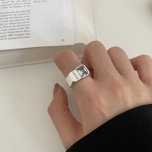 Miniatura 197 de Anillo de plata de ley 925, minimalista, ajustable, hecho a mano, para mujeres y niñas