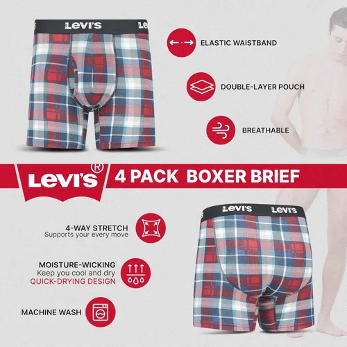 Miniatura 5 de Levi's Mens Boxer Briefs Breathable Stretch Underwear 4 Pack