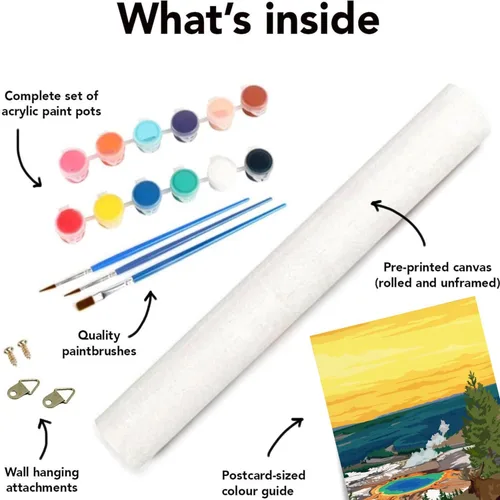 Miniatura 6 de 6 paquetes de pintura por números para adultos principiantes, kits de pintura por números de parques nacionales sobre lienzo sin marco, Yellowstone