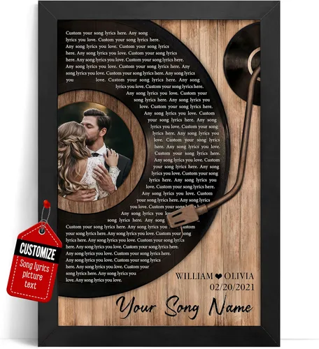 Miniatura 17 de VICILO Póster personalizado con letras de canciones, lienzo para decoración de pared, acordes de canción perfecta, regalo de aniversario de un año