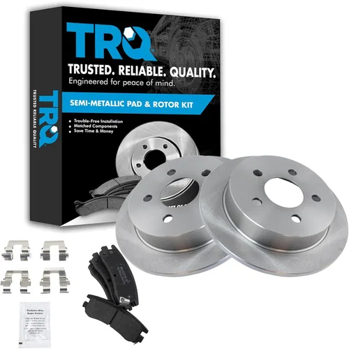 Miniatura 166 de TRQ Juego de pastillas de freno semimetálicas traseras y rotores compatibles con Chevrolet Trailblazer 02-06 Trailblazer EXT 04-06 SSR 02-07 GMC