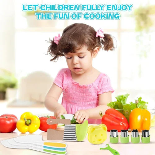 Miniatura 6 de 16 piezas de herramientas de cocina Montessori, juego de utensilios de cocina para niños, juguete de cocinado, juego de cocina para niños pequeños