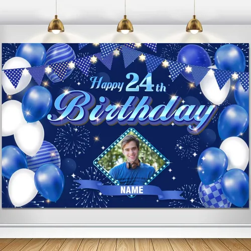 Miniatura 42 de Dicodes Fondo de decoración de feliz cumpleaños número 100 color azul marino personalizado, cartel con purpurina, pancarta, suministros