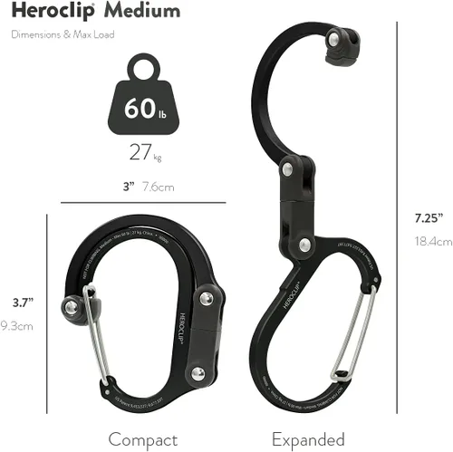 Miniatura 5 de GEAR AID HEROCLIP 360° Swivel Carabiner Gear Clip and Hook (Medium) for Camping, Backpack, Suitcases and Garage Organization