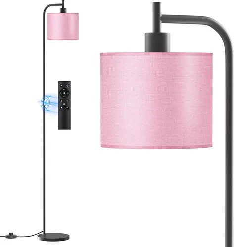 SIBRILLE Lámpara de pie con pantalla de lino, lámpara de pie alta regulable con control remoto y 3 temperaturas de color, modernas lámparas de pie