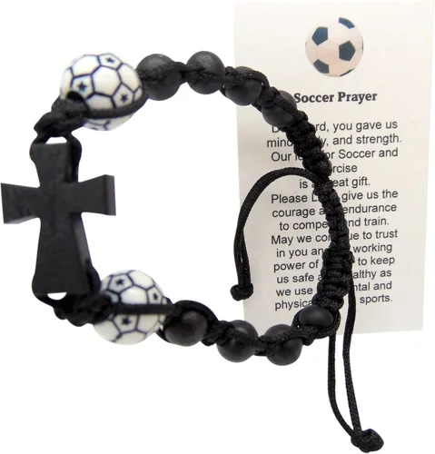 Miniatura 6 de Westmon Works Juego de pulseras de fútbol con dije de bola y tarjeta de oración Deluxe Sports Expressions Series Set, Madera, No es una piedra