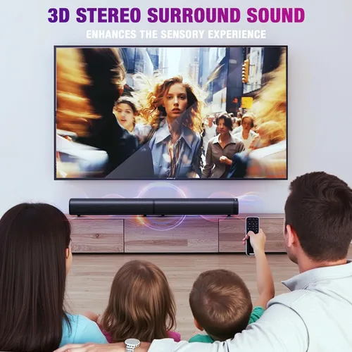 Miniatura 7 de Puriom Barra de sonido para Smart TV, barra de sonido de 100 W con conexión Bluetooth 5.3/ARC/Opt/AUX, barra de sonido desmontable 2 en 1, altavoz