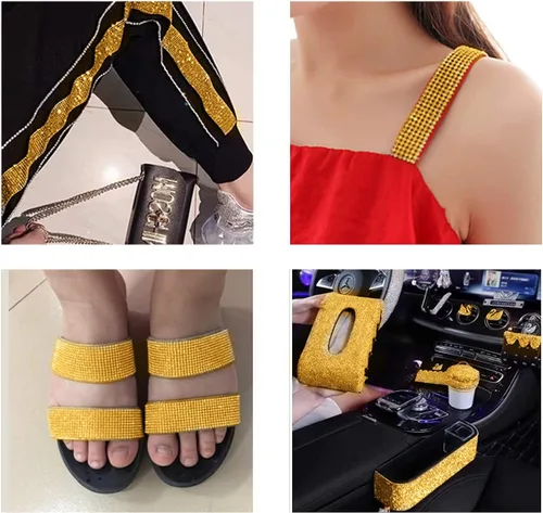 Miniatura 4 de 2 rollos/4 yardas de cinta autoadhesiva de diamantes de imitación de cristal, calcomanía de diamantes de imitación para decoración de auto y regalo