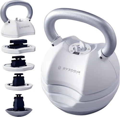 Miniatura 9 de BYZOOM FITNESS Pure Series - Pesa rusa ajustable de 30/40/50 libras, cambio de peso 5 en 1, mecanismo patentado de cambio rápido, mango curvado