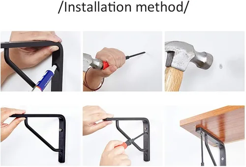 Miniatura 6 de Soportes de estante triangulares de aleación de aluminio sólido y grueso, para lavabo, lavabo industrial, soportes flotantes para estantes de pared