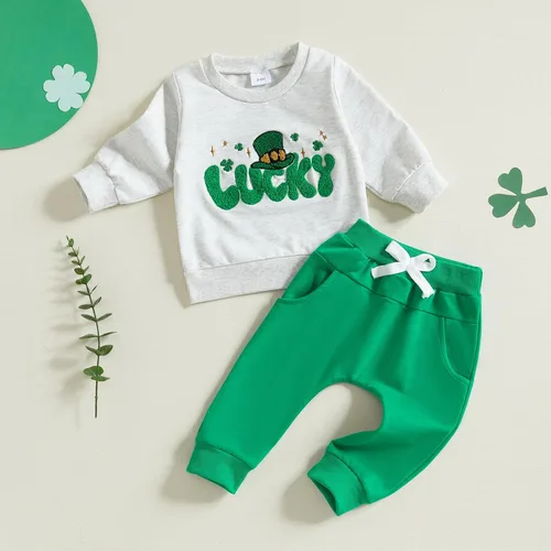 Miniatura 29 de BemeyourBBs Conjunto divertido de sudadera y pantalones de manga larga con letras divertidas para bebé niño y niño