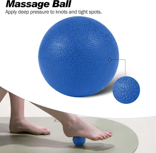 Miniatura 4 de JOYENERGY Juego de rodillo de espuma 5 en 1, rodillo de espuma de punto de activación, palo de masaje, bola de masaje, correa de estiramiento