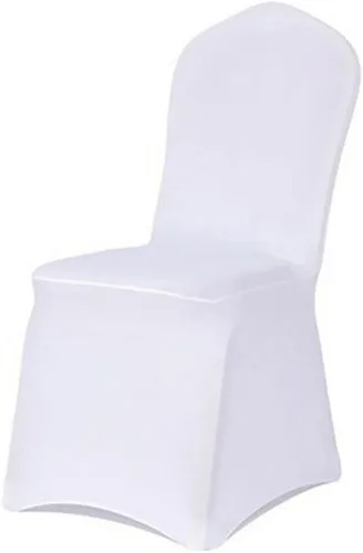 Funda para silla de color sólido, funda elástica de elastano, para banquete de boda, fiesta, banquete, hotel, comedor, color blanco