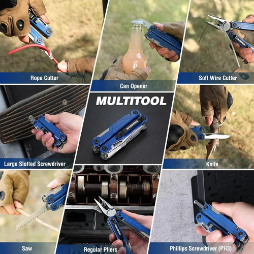Miniatura 7 de WORKPRO Multiherramienta con cuchillo de bolsillo, regalo de cumpleaños para hombres, papá, padre, marido, alicates de acero inoxidable 18 en 1