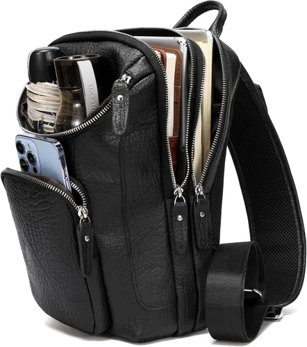 Miniatura 2 de LANNSYNE Bolso bandolera de cuero de grano completo vintage